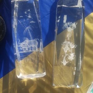 Crystal Elephant and Floral Engraved Glass Accents